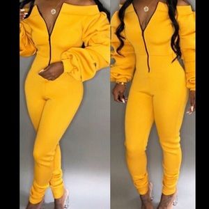 Women’s Yellow Sexy Off Shoulder One Piece